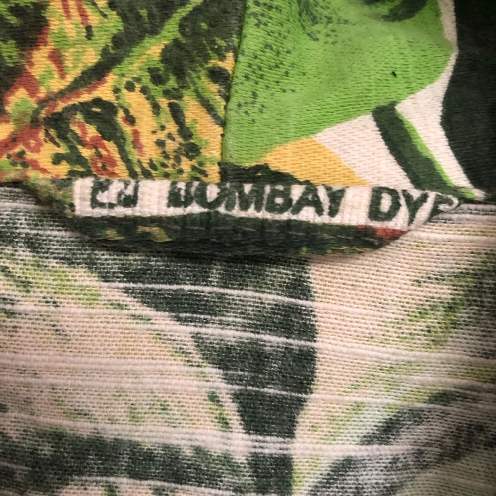 Bombay Dye Tropical Leaf Print Long Duster Coat - Green Botanical Barkcloth
